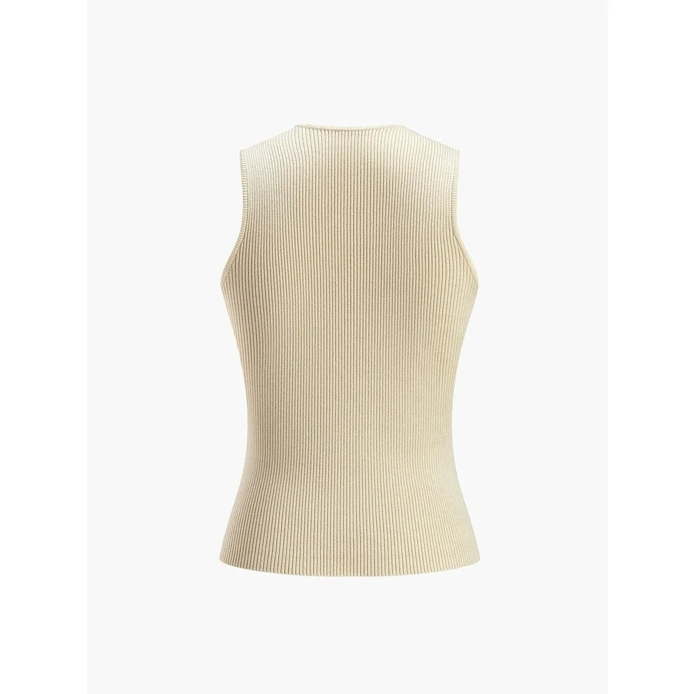 COMMENSE Apricot Solid Basic Slim Fit Knit Tank Top XL NEW